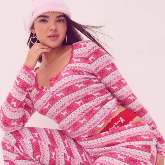 PINK X LoveShackFancy Waffle Henley Shirt - Picture 2 of 6